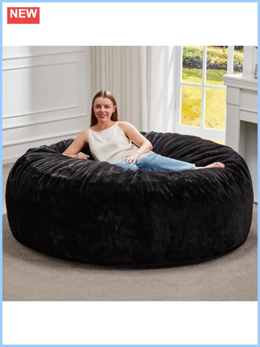 Oversized Bean Bag Chair Memory Foam Filled with Removable Washable Cover